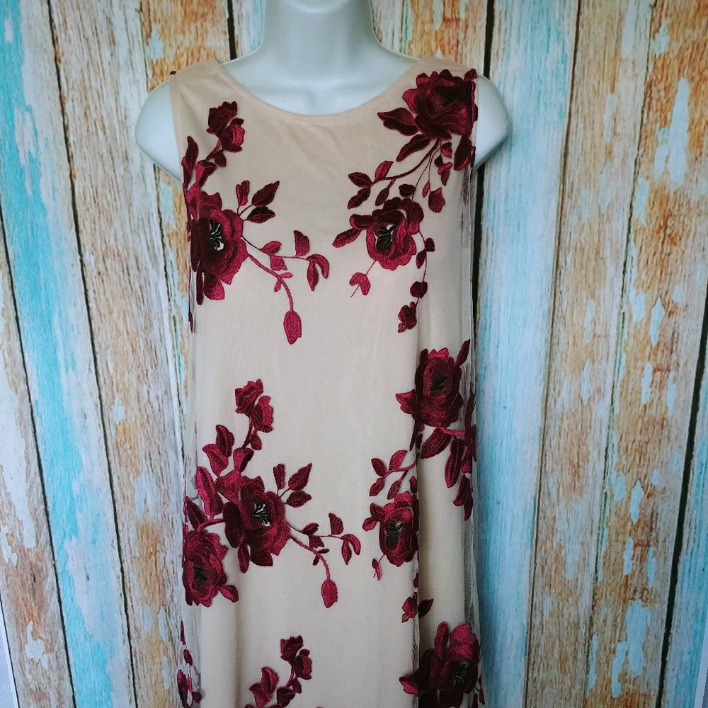 NWT Beige by Eci Embroidered Dress Extra Large